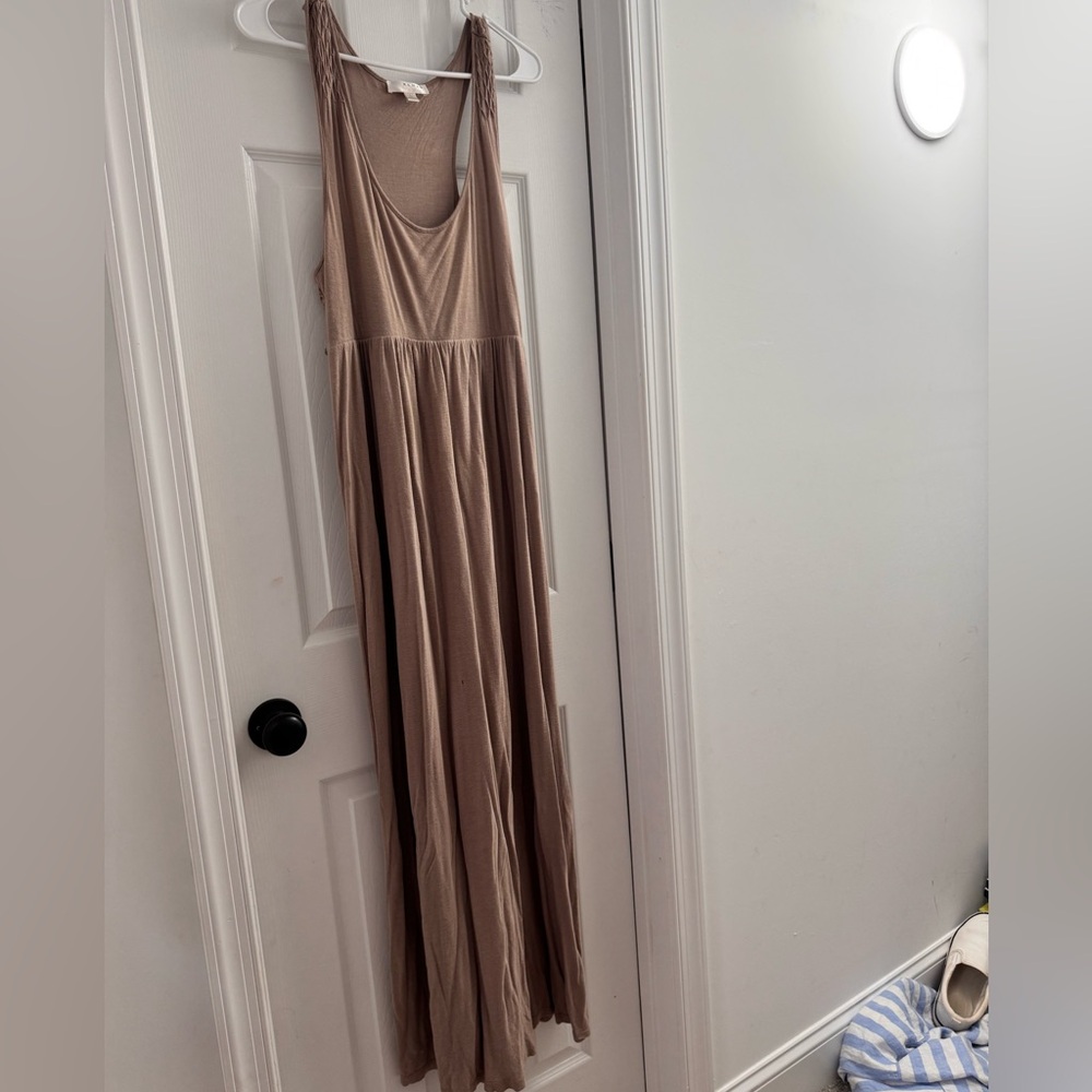 Kenar Gold Sleeveless Scoop Neck Sundress Maxi